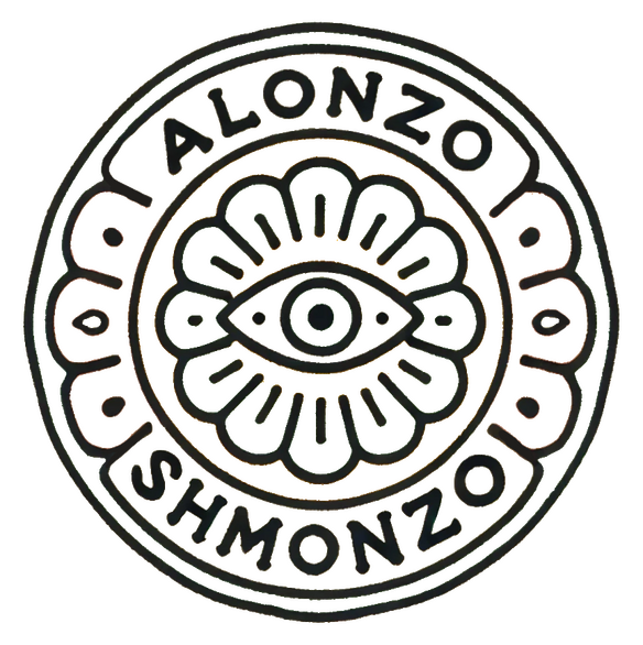 Alonzo Shmonzo circle logo with eye in the center